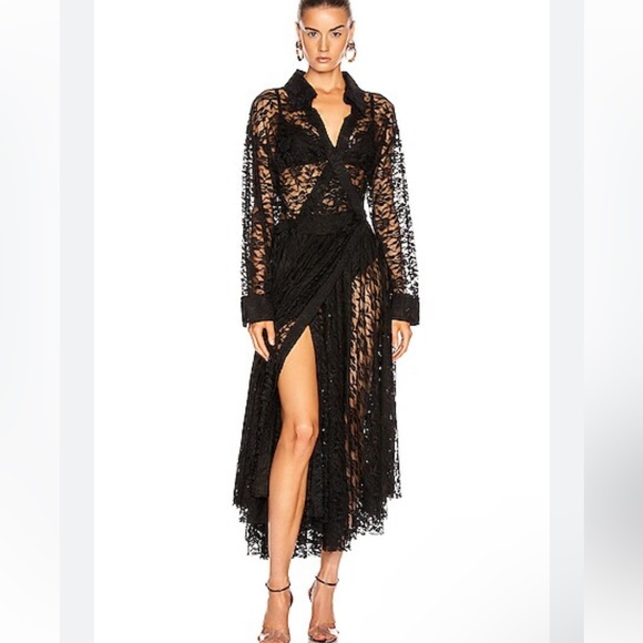 Floral print Lace long maxi wrap dress cover up blouse Tie waist Wrap design L - Picture 10 of 15